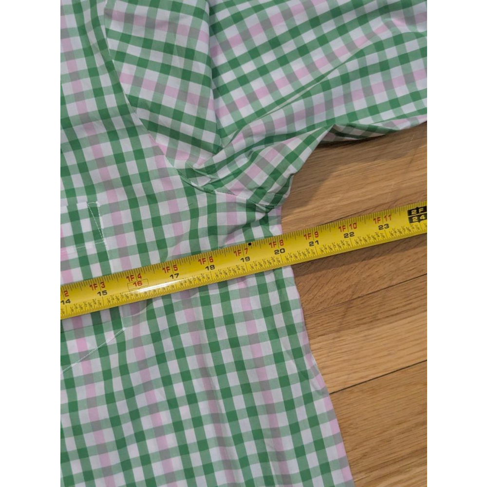 ON 34TH Green Pink Gingham Plaid Shirt Medium - Picture 7 of 9